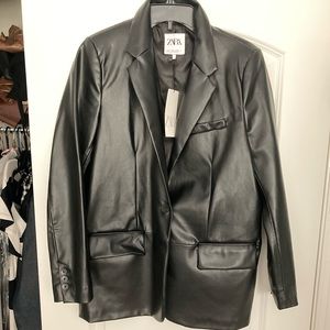 COPY - Zara black faux leather blazer
